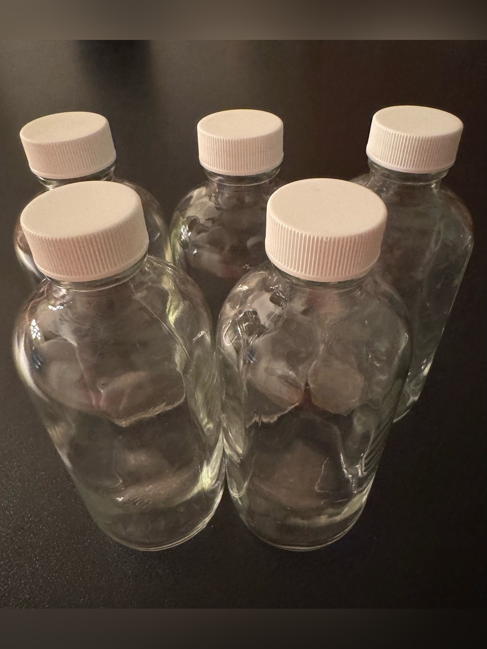 White-Cap Clear Glass Bottles (5)